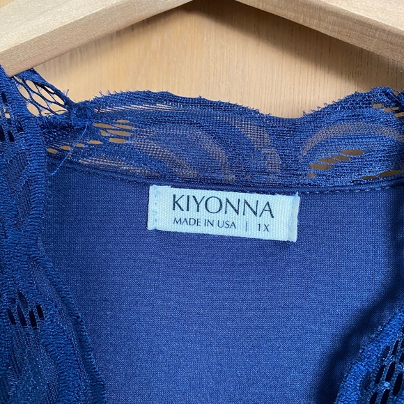 Kiyonna Navy Blue Screen Siren Lace Evening Gown - Picture 8 of 14